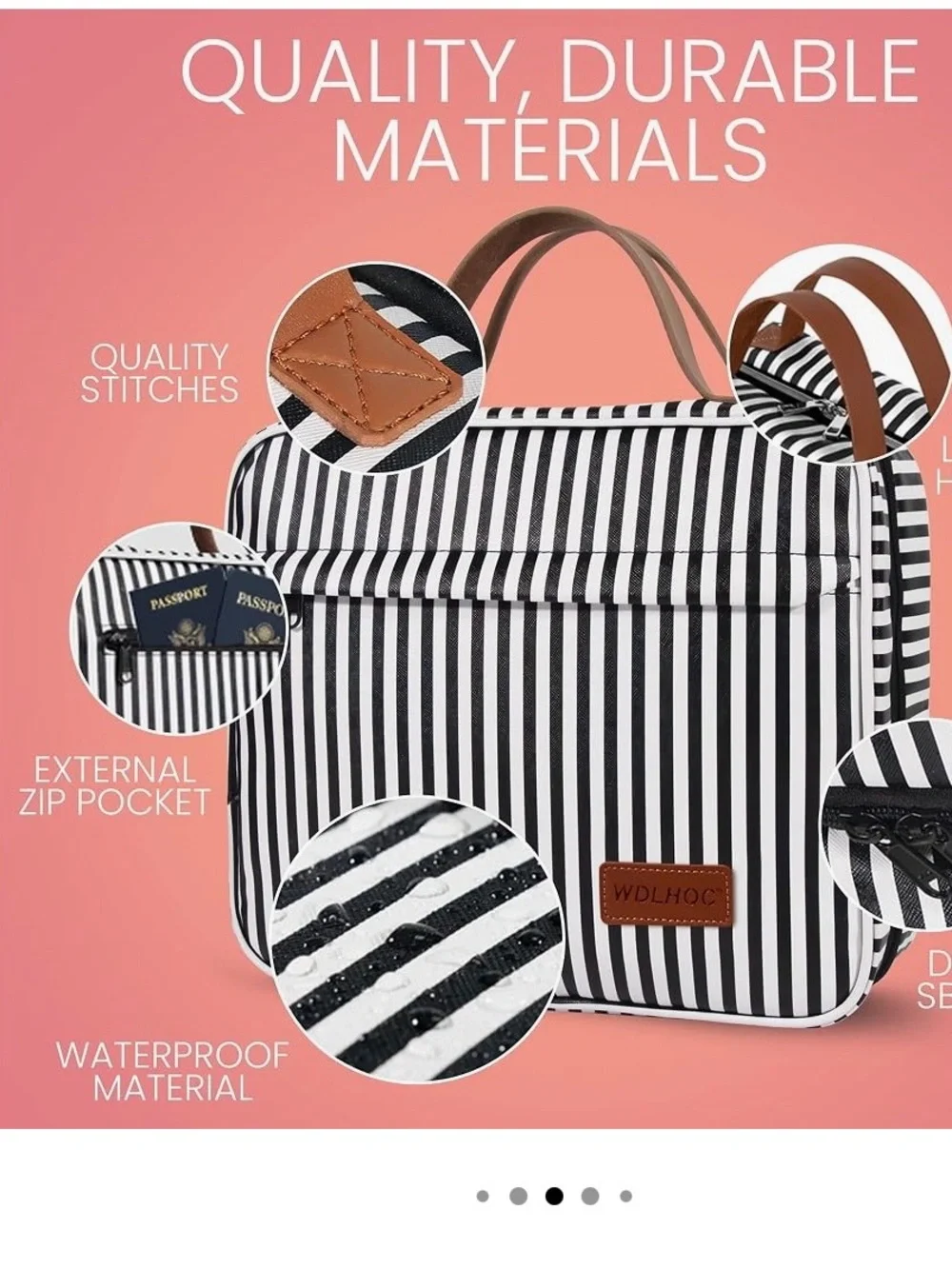Hanging Travel Toiletry Bag with Hook, Like New